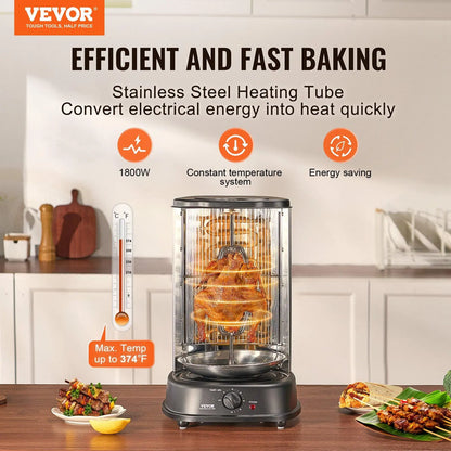 VEVOR Professional Stainless Steel Vertical Shawarma Grill and Gyro Rotisserie Machine