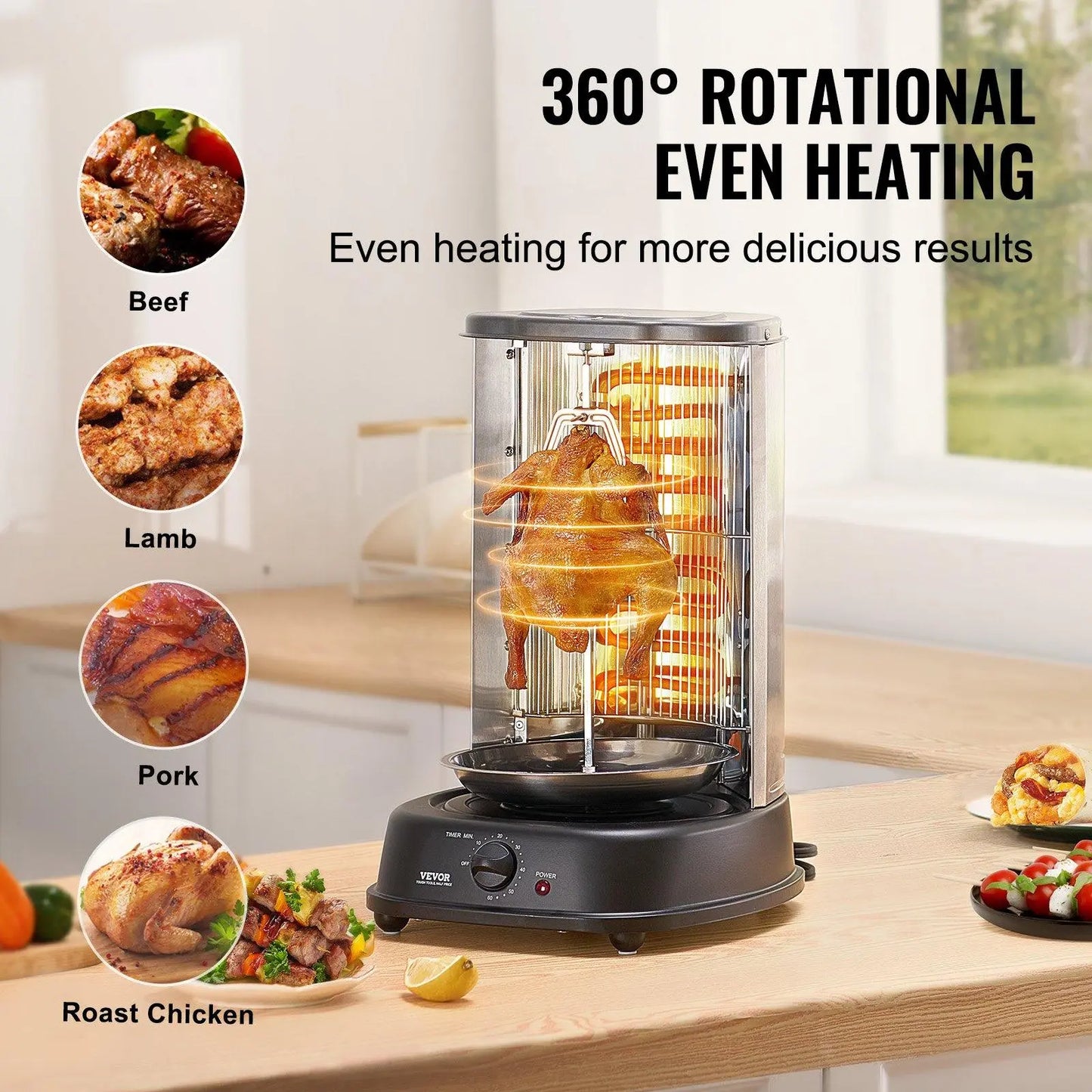 VEVOR Professional Stainless Steel Vertical Shawarma Grill and Gyro Rotisserie Machine