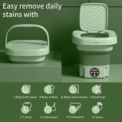 Portable Mini Washing Machine - 2.11 Gallon High Capacity Folding Washer for Underwear, Socks, and Small Items - Ideal for Family Travel and Gift Giving for Mother's and Father's Day