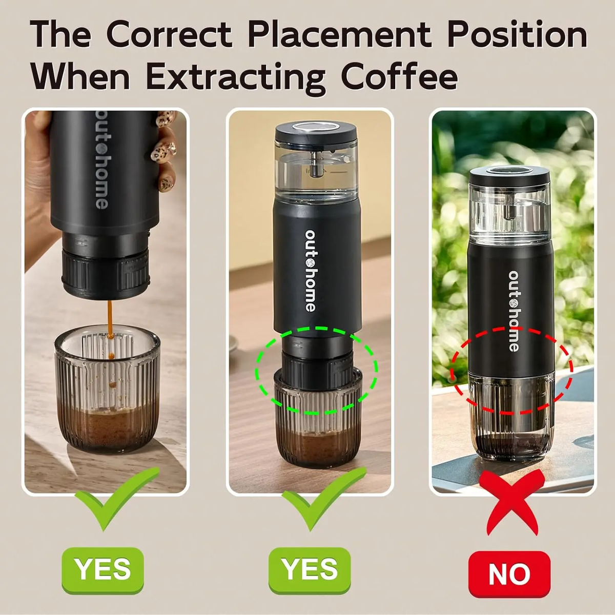 Outohome Portable Electric Espresso Machine - 15 Bar Self-Heating Outdoor Coffee Maker for Camping with Ground Coffee and NS Capsule, Ideal for RV Coffee Bar Station