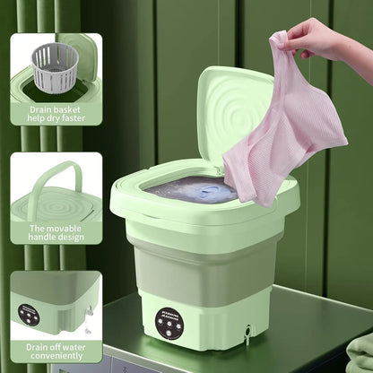 Portable Mini Washing Machine - 2.11 Gallon High Capacity Folding Washer for Underwear, Socks, and Small Items - Ideal for Family Travel and Gift Giving for Mother's and Father's Day