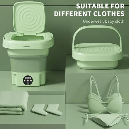 Portable Mini Washing Machine - 2.11 Gallon High Capacity Folding Washer for Underwear, Socks, and Small Items - Ideal for Family Travel and Gift Giving for Mother's and Father's Day